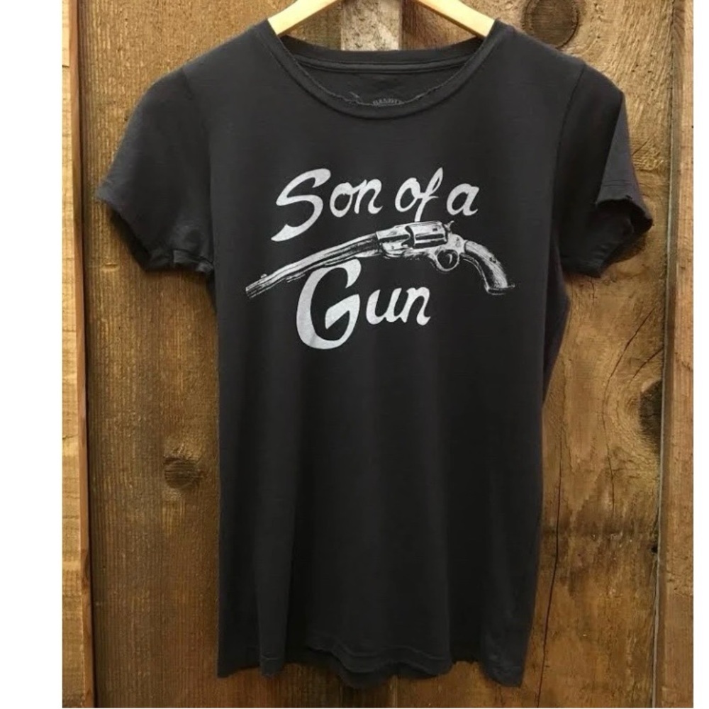 Bandit Brand Son of a Gun Distressed Washed Black Short Sleeve Tee Shirt